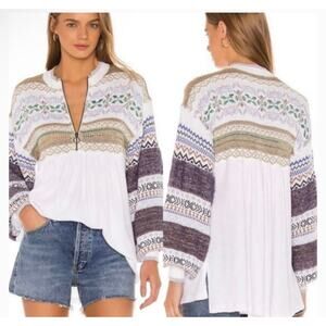 Free People Cozy Cottage Sweater Henley 
Size XL